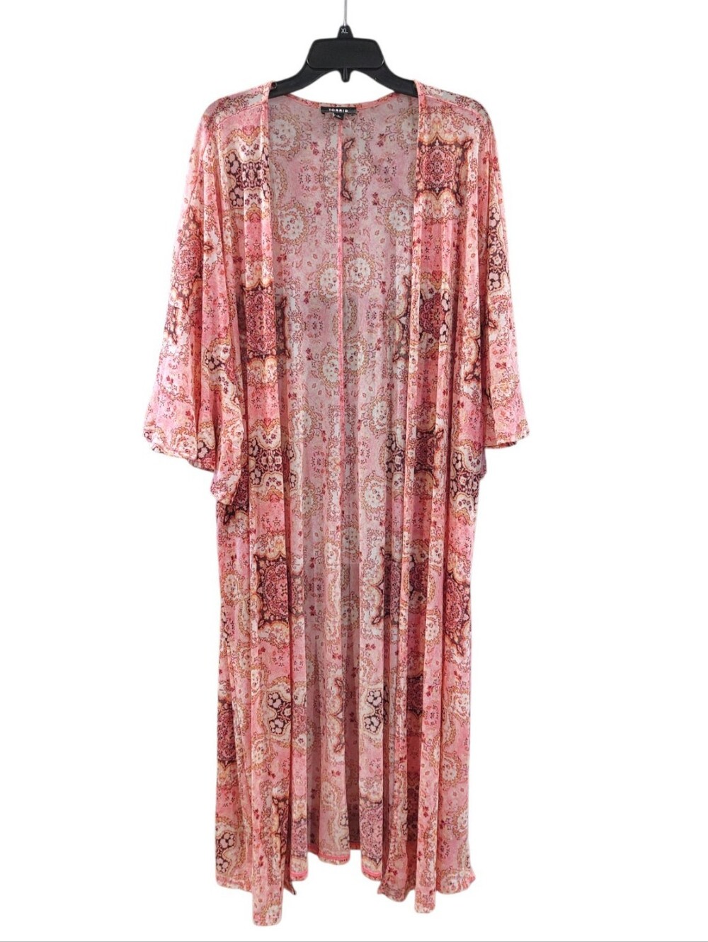 Torrid Pink Paisley Semi Sheer Short Sleeve Duster Cardigan Women's Plus Size 5X